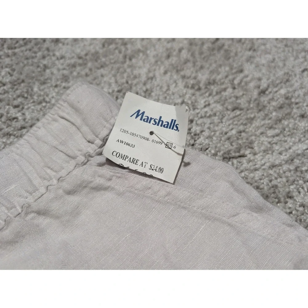 C&C California Shorts Womens S Beige 100% Linen Drawstring Elastic Waist Casual - Picture 2 of 5